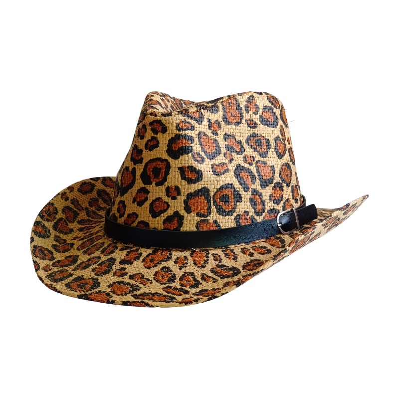 Cowboy Hat Straw - 새로운 카우보이 모자 레오파드 프린트 영국식