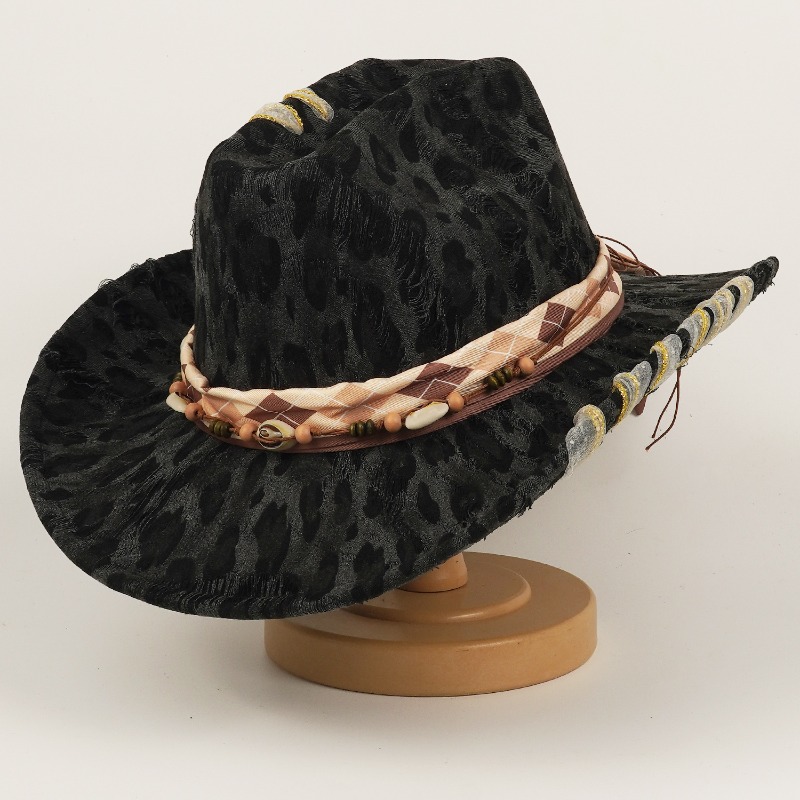 레오파드 프린트 웨스턴 카우보이 모자 야외 자외선 차단 - Cowboy Hat Straw 리뷰 및 가격