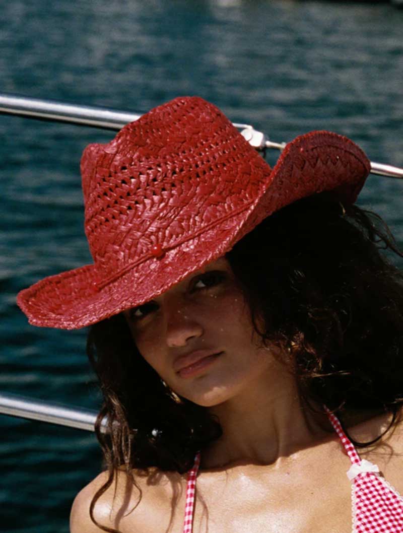 카우보이 모자 빨간색 손으로 그린 ​​여름 밀짚 모자  - Cowboy Hat Straw 리뷰 및 가격